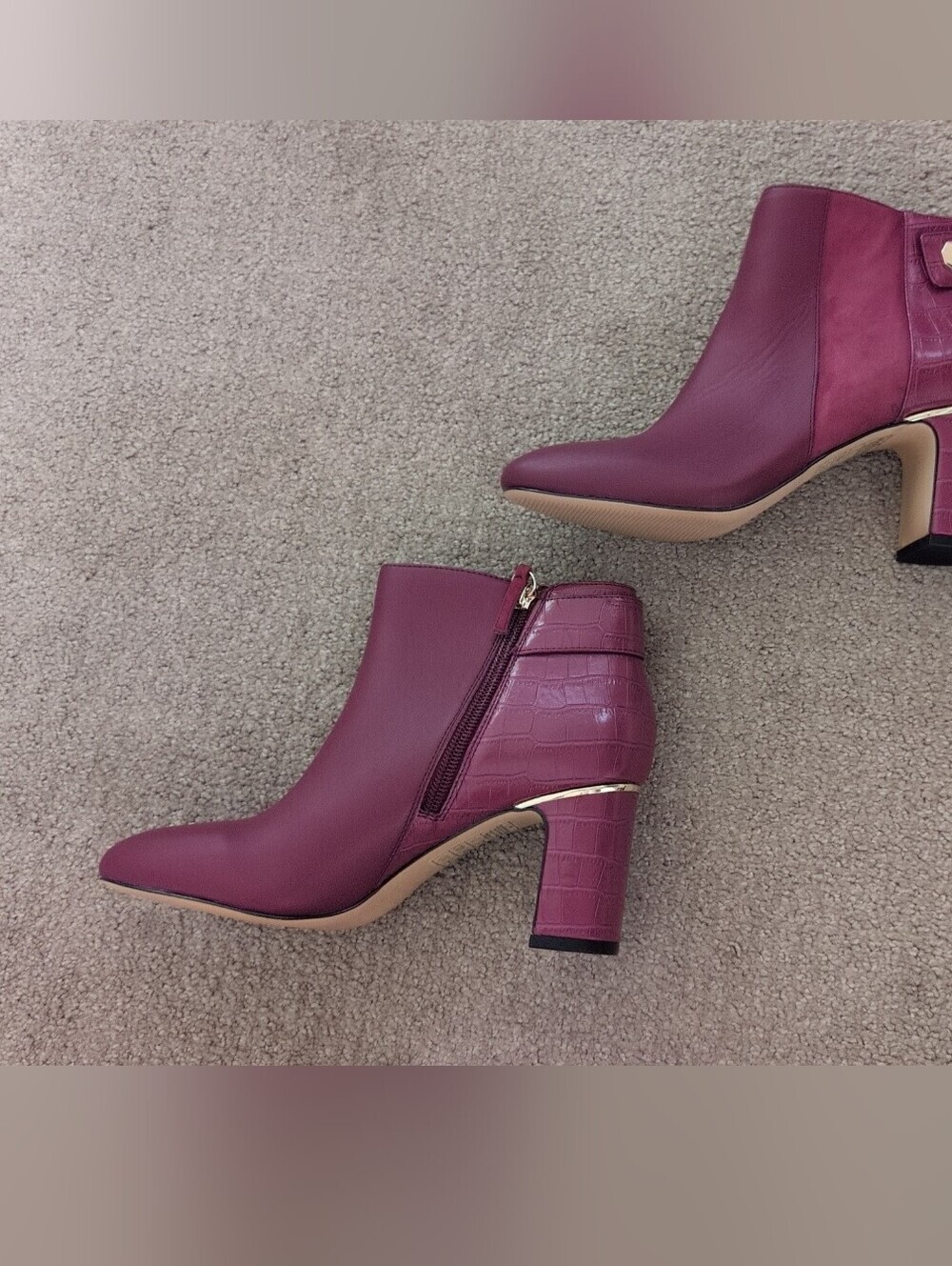 White House Black Market Burgundy Reptile Heeled Ankle Bootie
